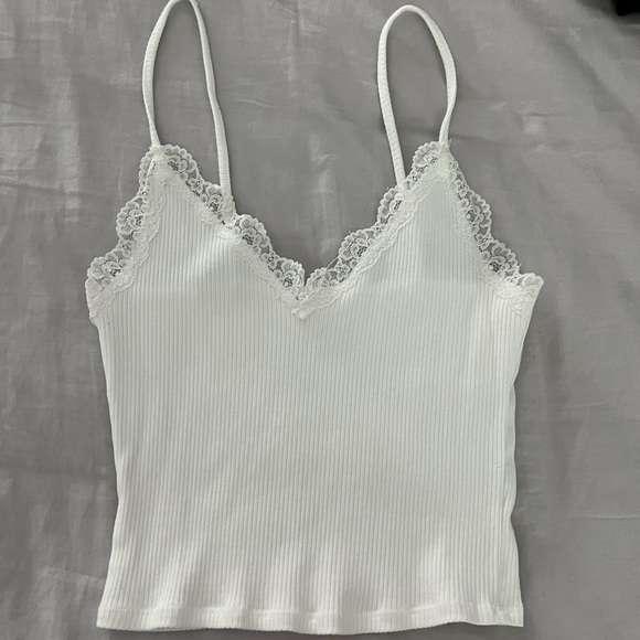 Garage v neck tank top with lace detail in white - Picture 1 of 2